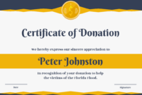 Certificate Of Donation Template regarding Donation Certificate Template