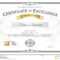 Certificate Of Excellence Template With Gold Award Ribbon On Throughout Certificate Of Excellence Template Free Download