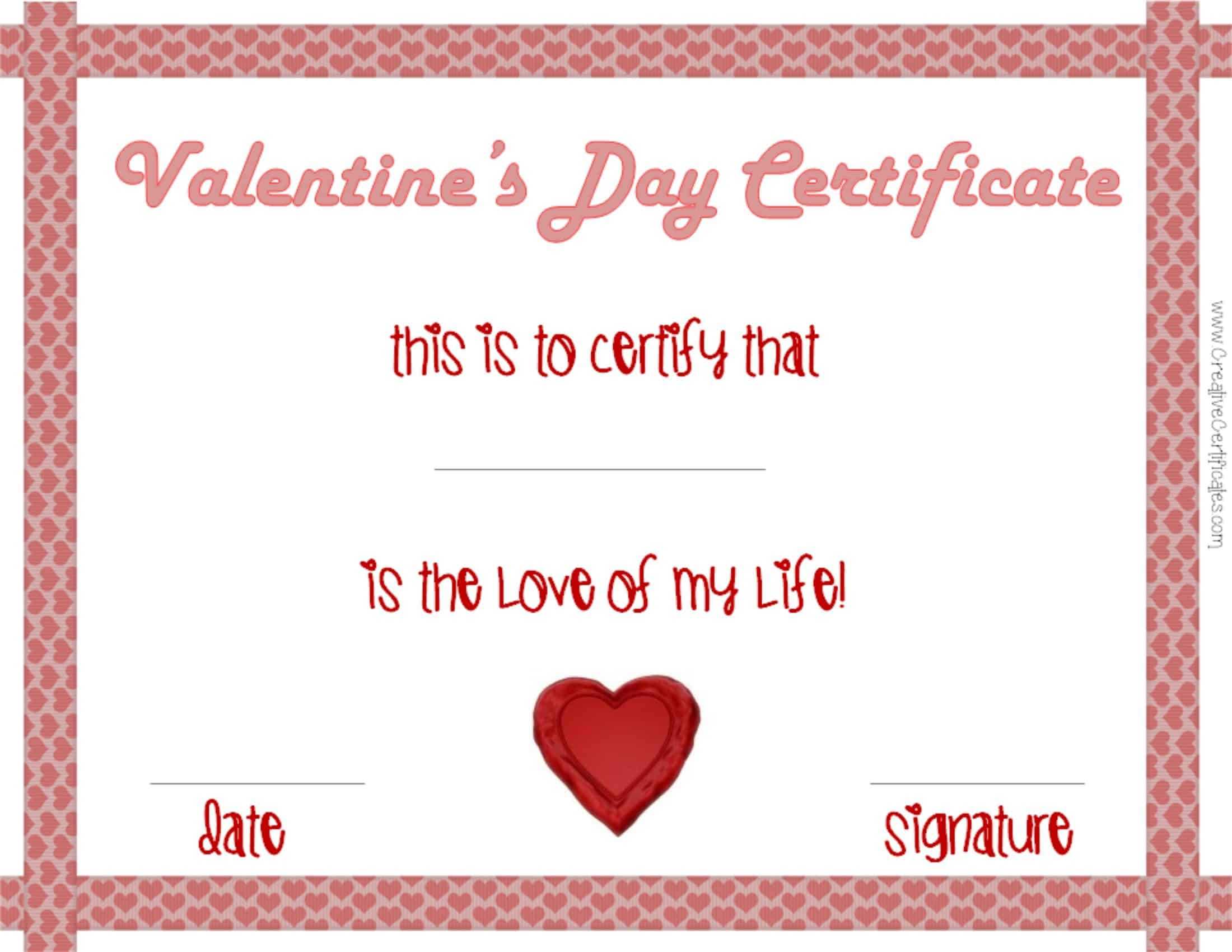Certificate Of Love – Calep.midnightpig.co For Love Certificate Templates