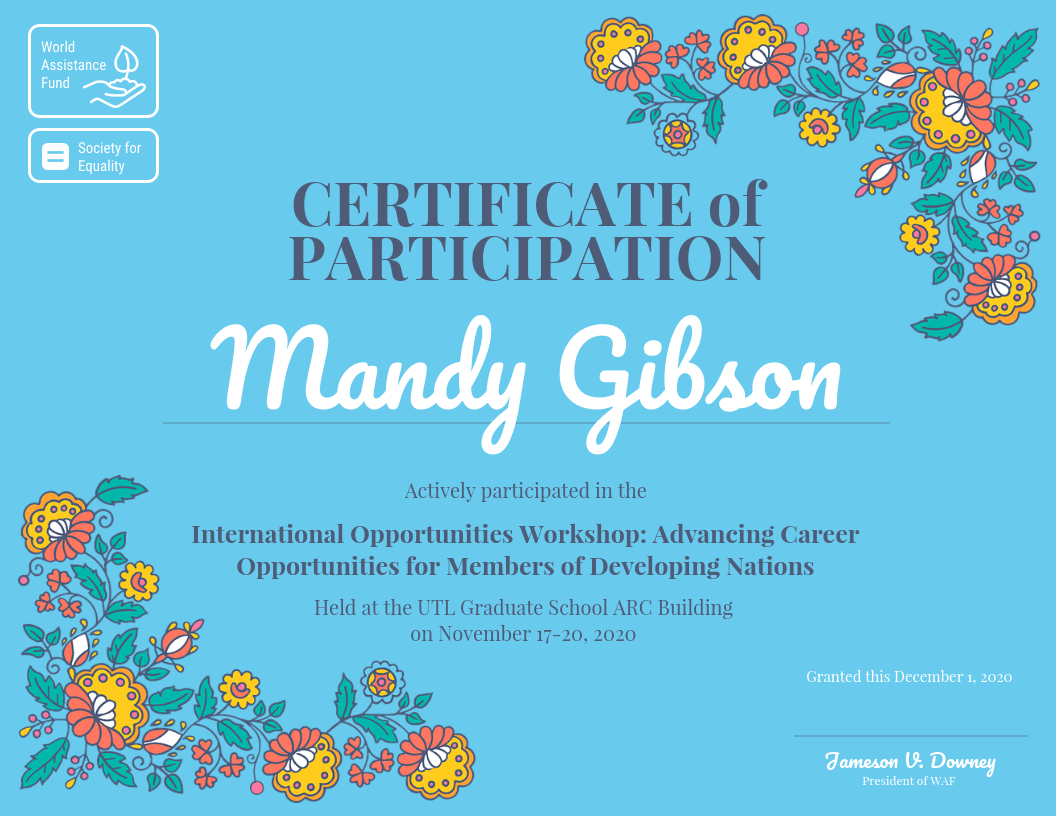 Certificate Of Participation For Certificate Of Participation In Workshop Template