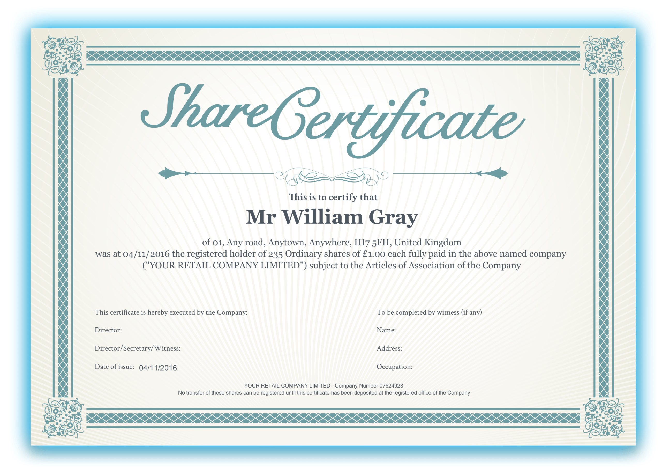 Certificate Of Share – Dalep.midnightpig.co With Corporate Share Certificate Template