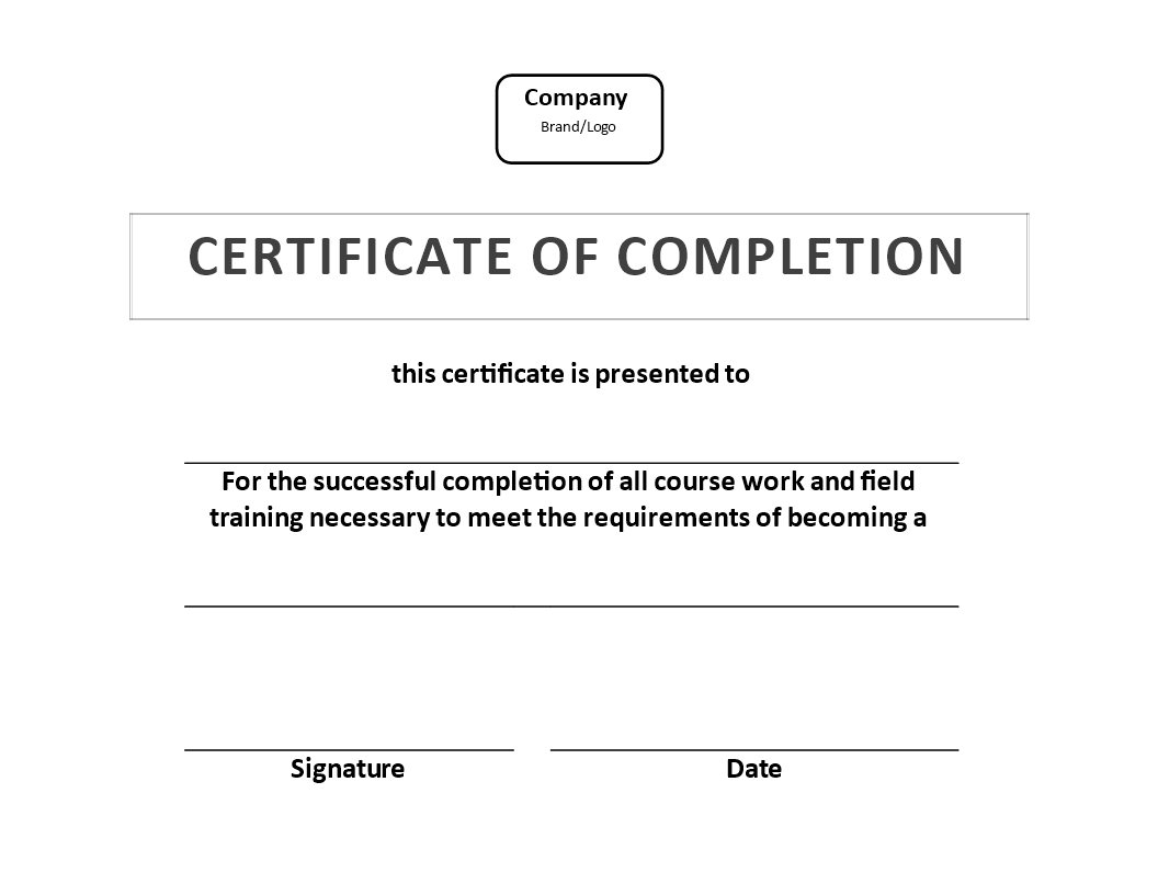 Certificate Of Training Completion Example | Templates At For Free Training Completion Certificate Templates
