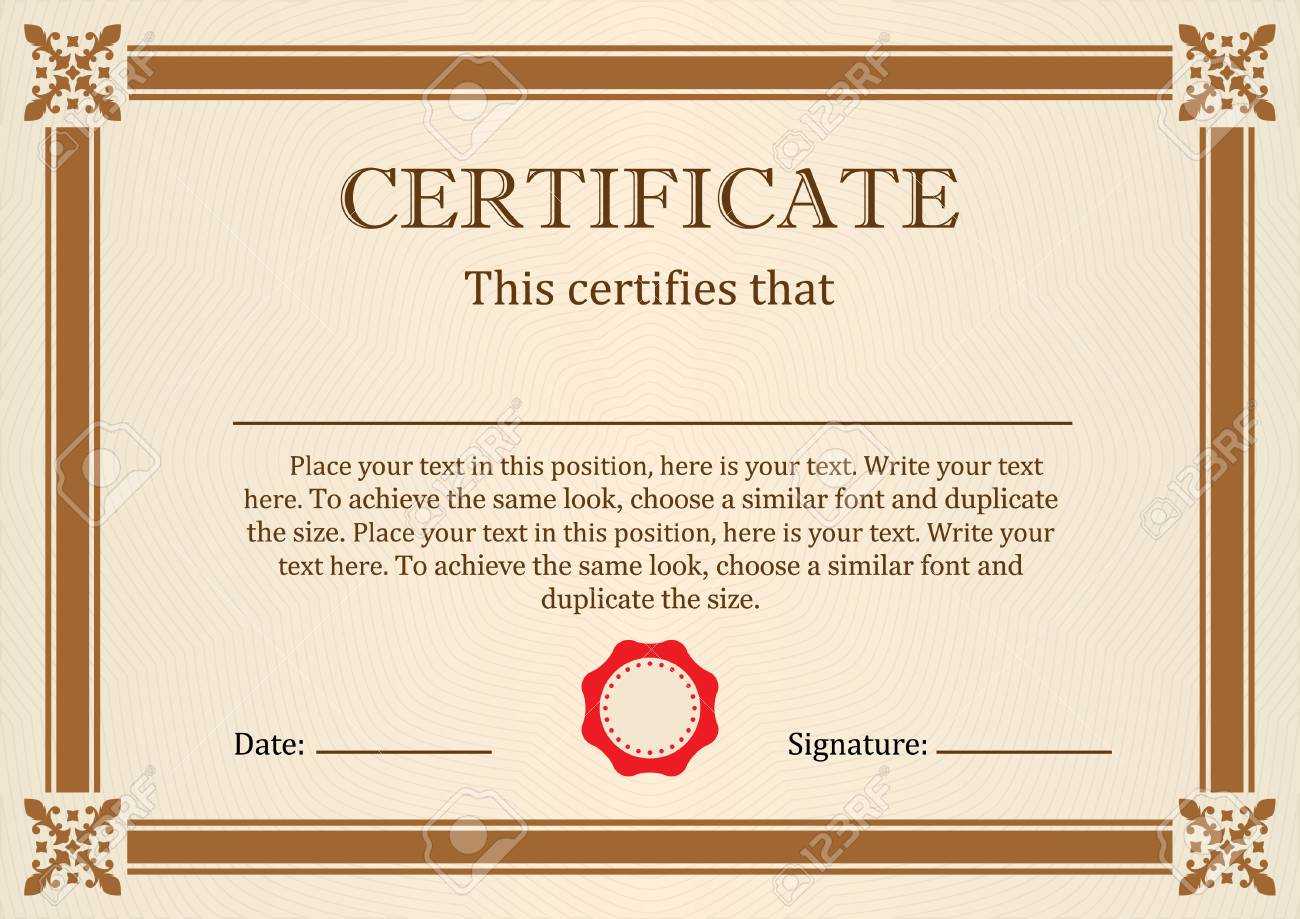 Certificate Or Diploma Of Completion Design Template With Borders. Vector  Illustration Of Certificate Of Achievement, Coupon, Award, Winner Pertaining To Winner Certificate Template