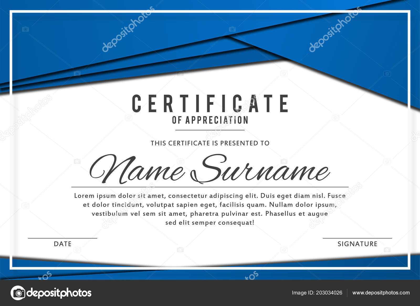 Certificate Template Elegant Blue Color Abstract Borders Throughout Award Certificate Border Template