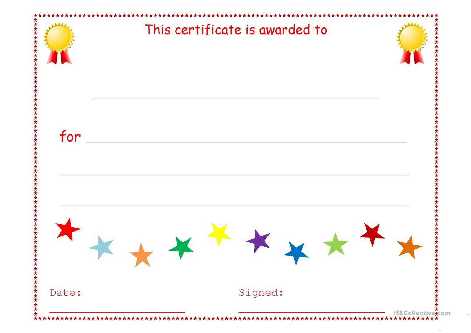Certificate Template - English Esl Worksheets For Distance With Superlative Certificate Template