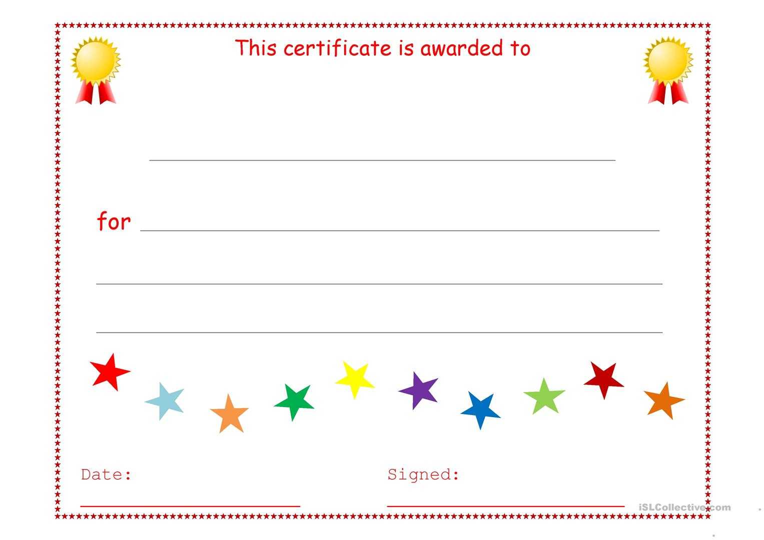 Certificate Template – English Esl Worksheets For Distance With Superlative Certificate Template