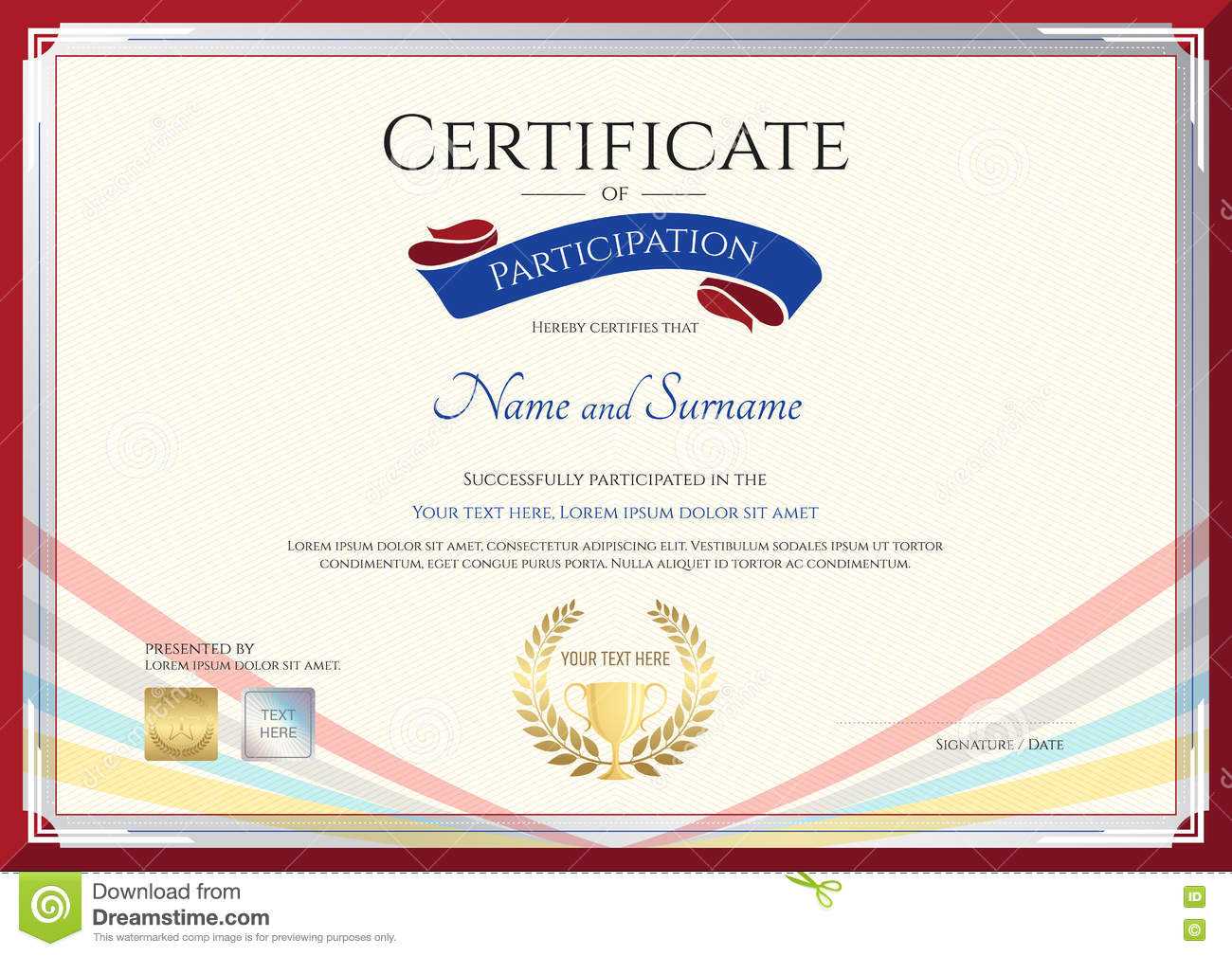 Certificate Template For Achievement, Appreciation Or Pertaining To Sample Certificate Of Participation Template