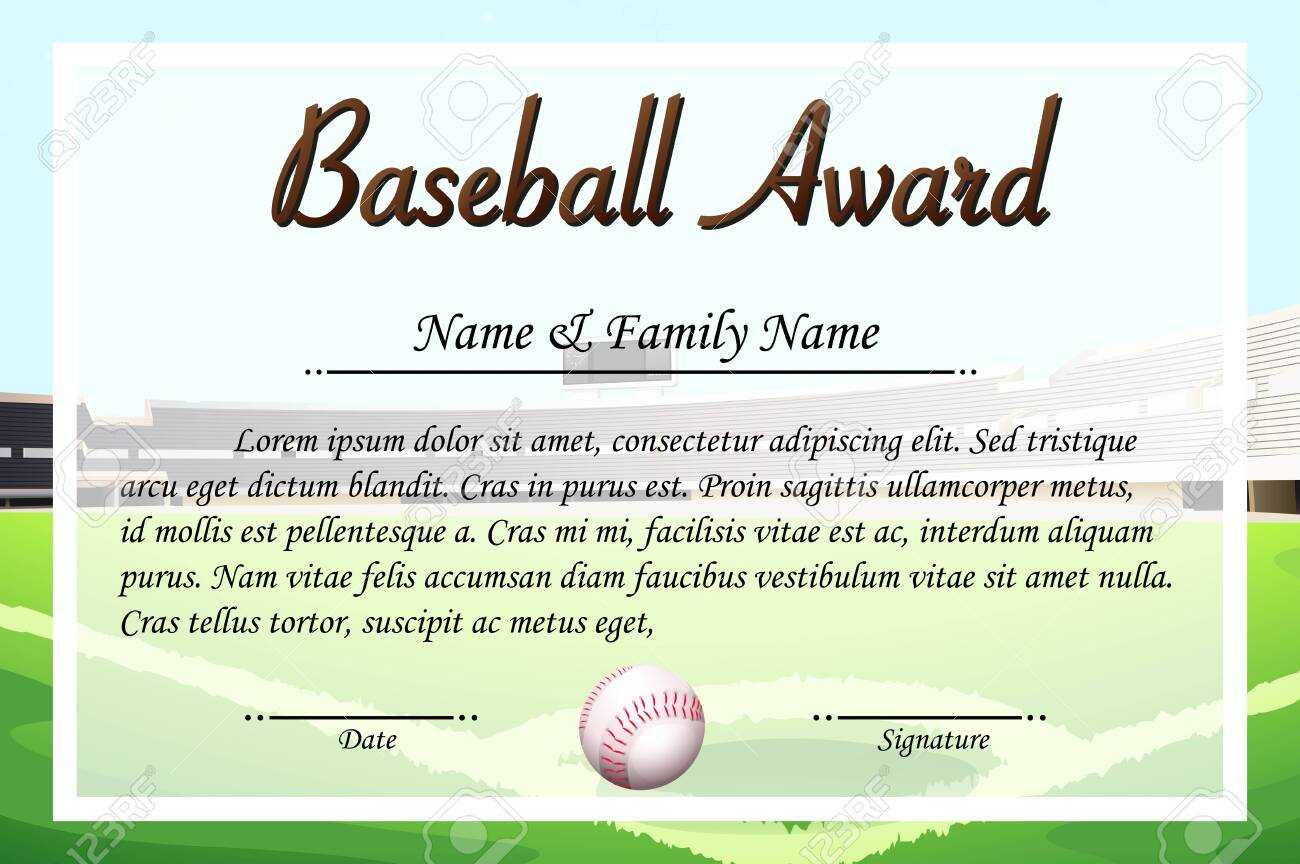 Certificate Template For Baseball Award Illustration In Softball Award Certificate Template