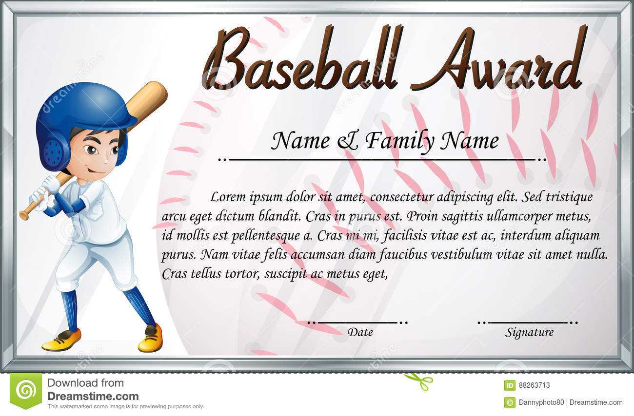 Certificate Template For Baseball Award With Baseball Player Regarding Softball Certificate Templates