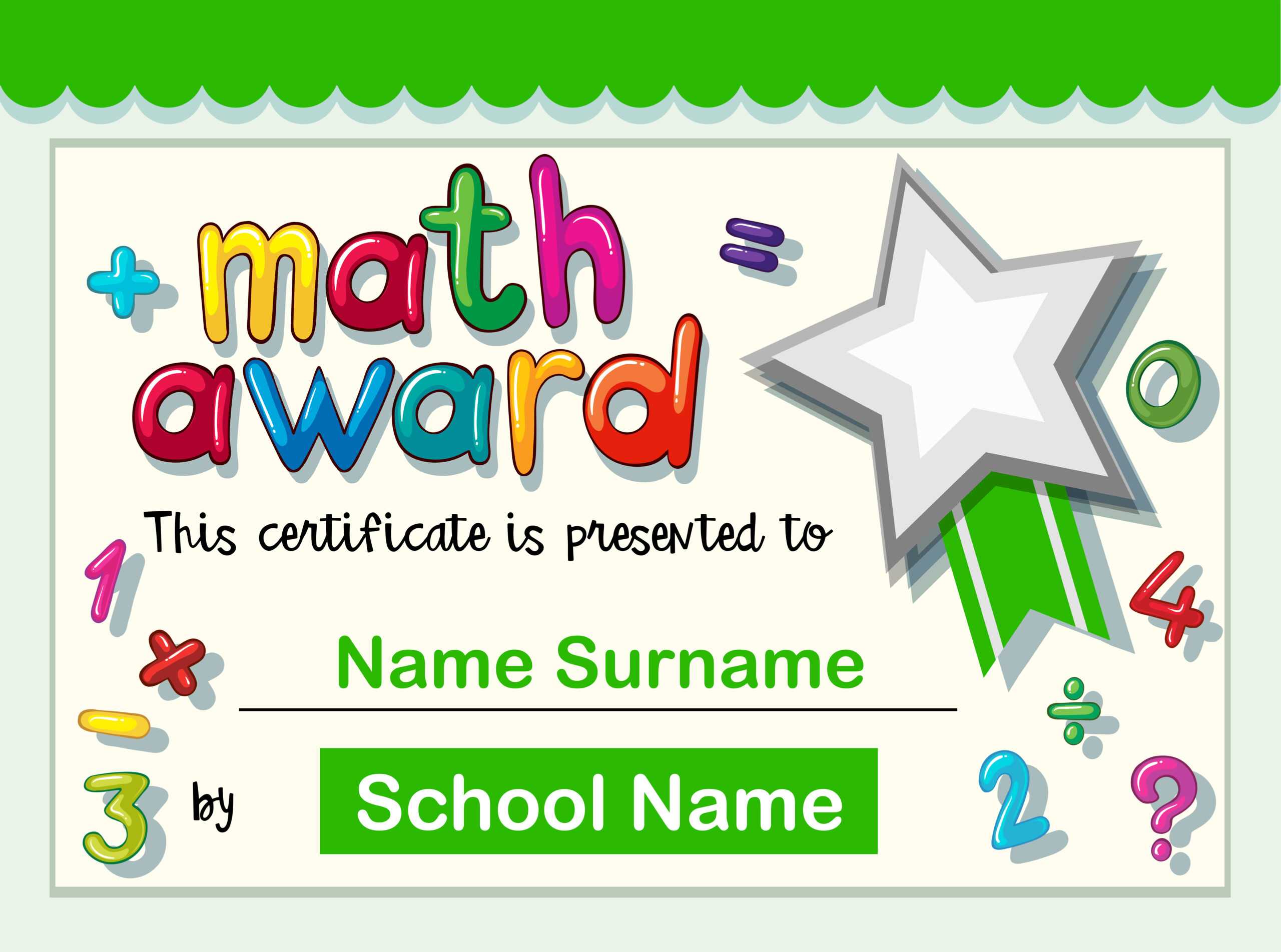 Certificate Template For Math Award - Download Free Vectors With Regard To Math Certificate Template