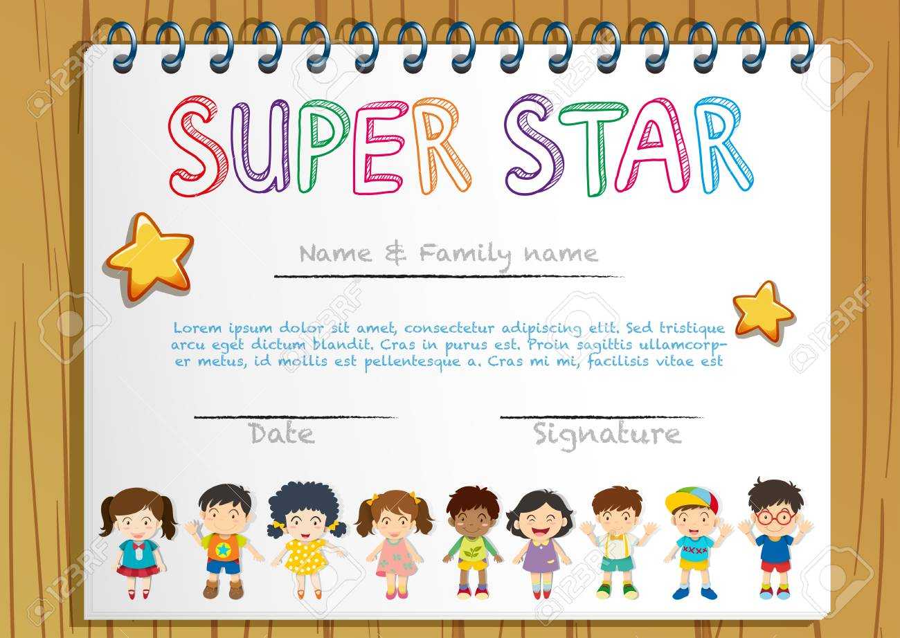 Certificate Template For Super Star Illustration With Regard To Star Certificate Templates Free