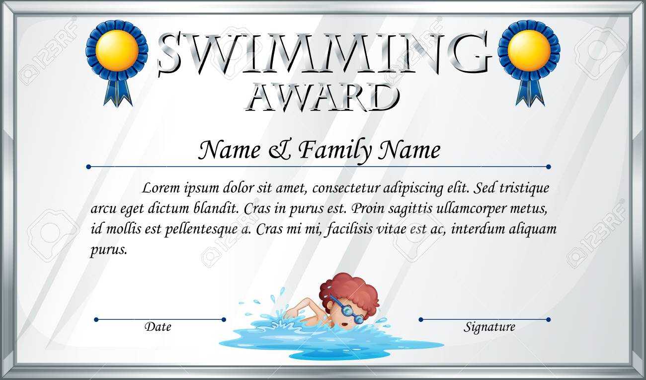 Certificate Template For Swimming Award Illustration With Regard To Swimming Award Certificate Template