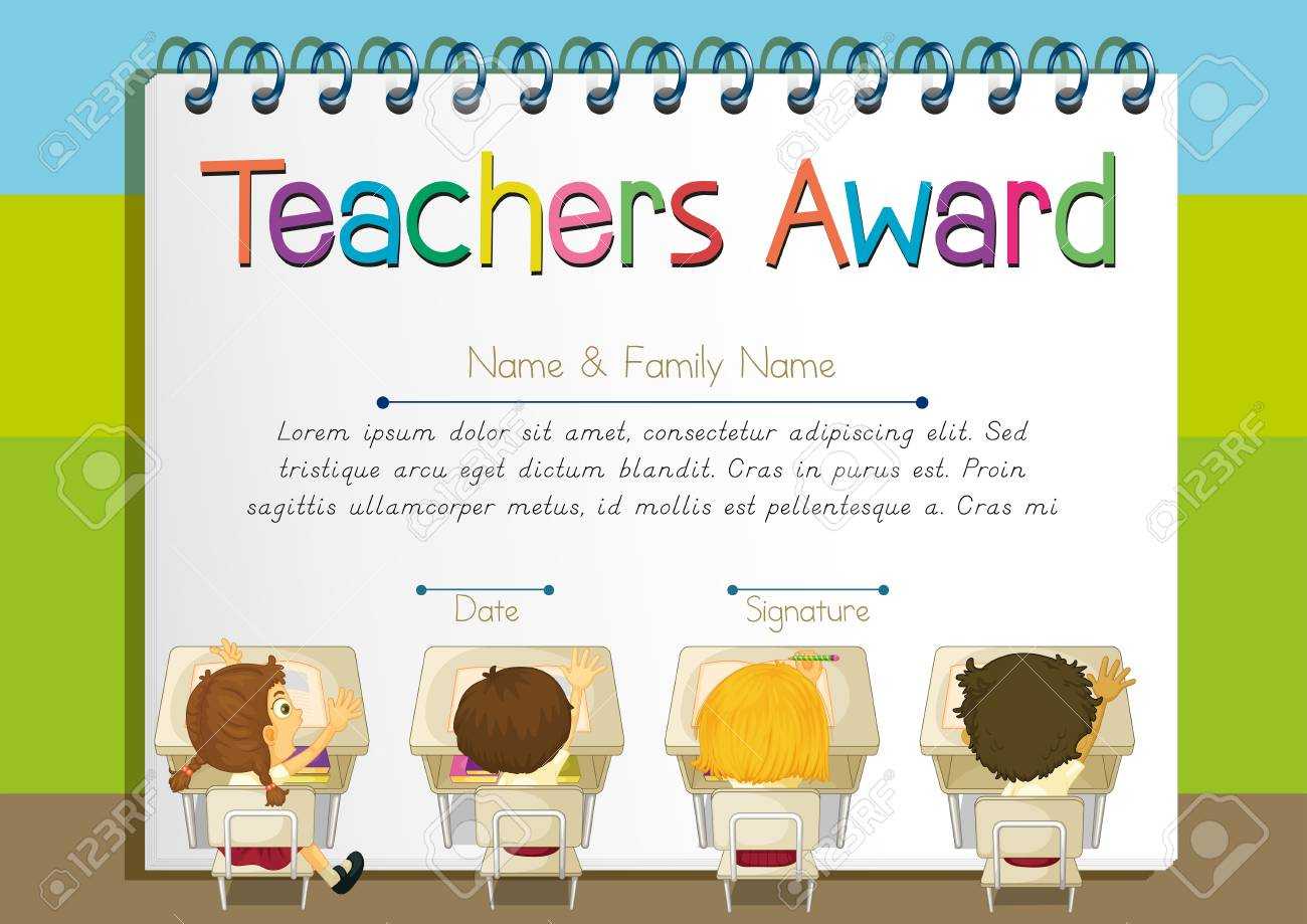 Certificate Template For Teachers Award Illustration Throughout Teacher Of The Month Certificate Template