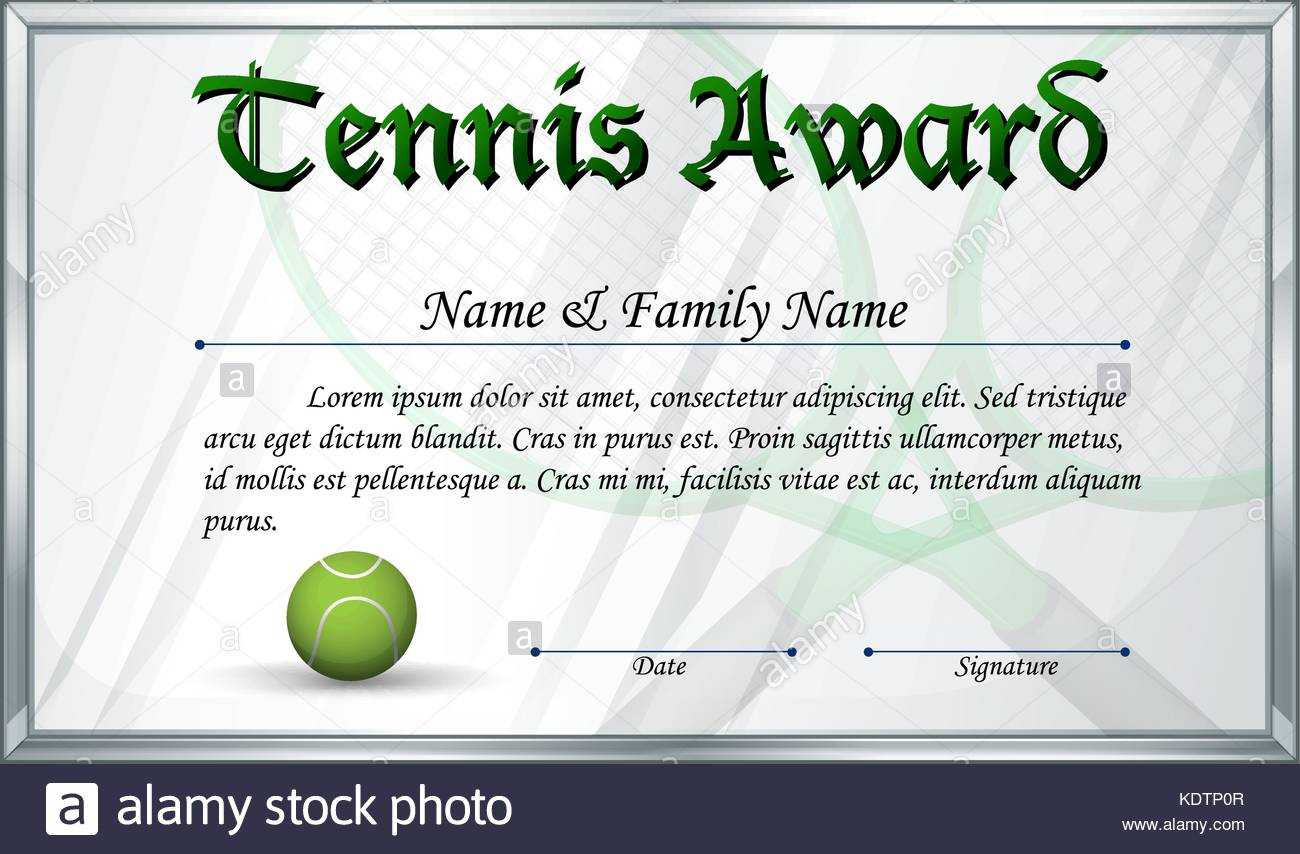 Certificate Template For Tennis Award Illustration Stock With Tennis Gift Certificate Template