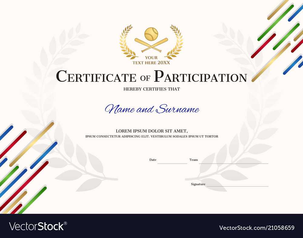 Certificate Template In Baseball Sport Theme With Intended For Athletic Certificate Template