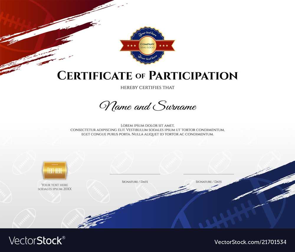 Certificate Template In Rugby Sport Theme With With Regard To Participation Certificate Templates Free Download