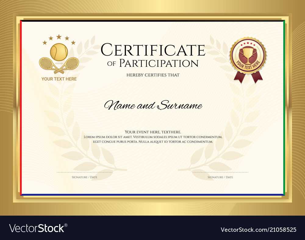 Certificate Template In Tennis Sport Theme With Throughout Tennis Gift Certificate Template