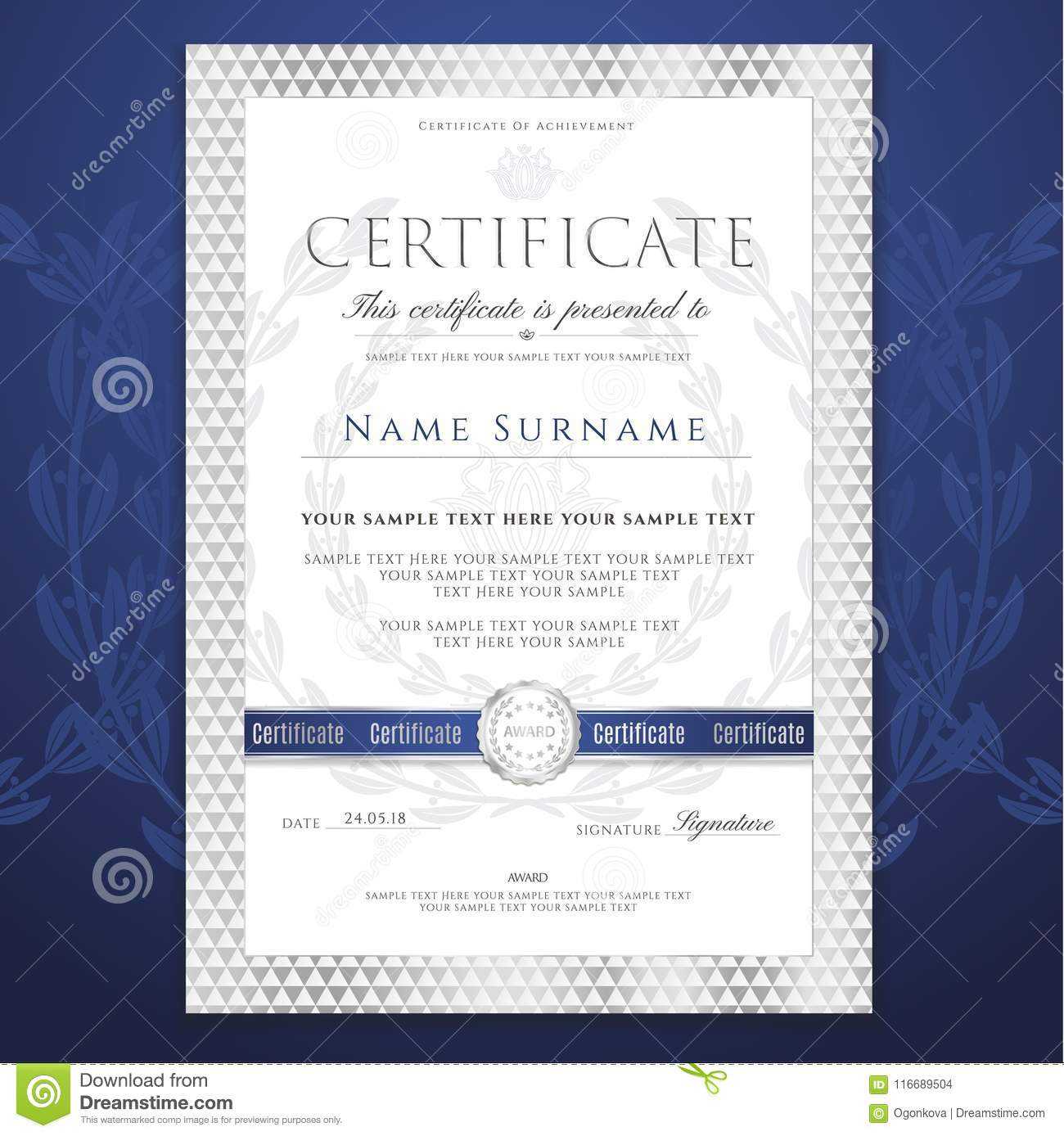 Certificate Template. Printable / Editable Design For For Sample Award Certificates Templates