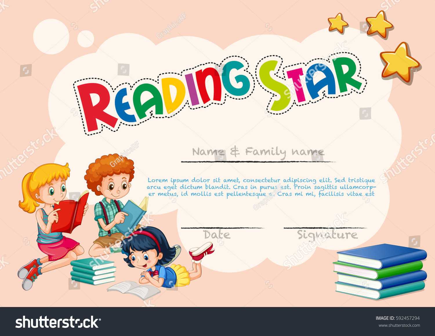 Certificate Template Reading Star Pink Background Stock With Star Of The Week Certificate Template