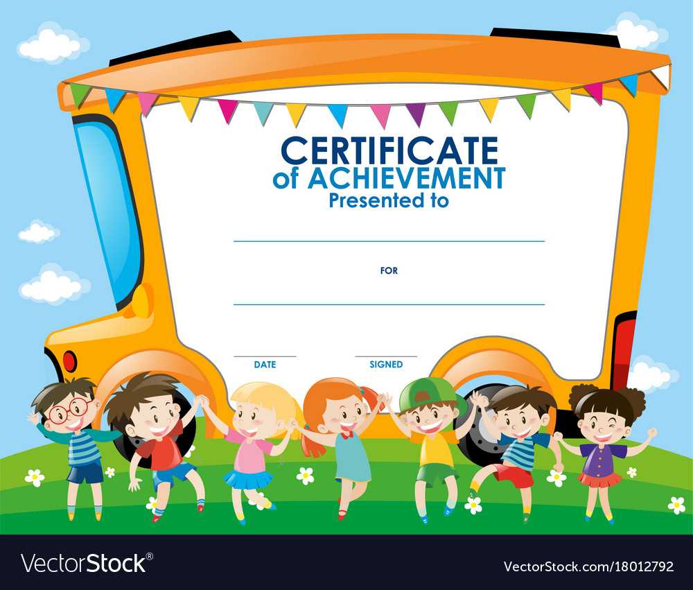 Certificate Template With Children And School Bus For Free Kids Certificate Templates