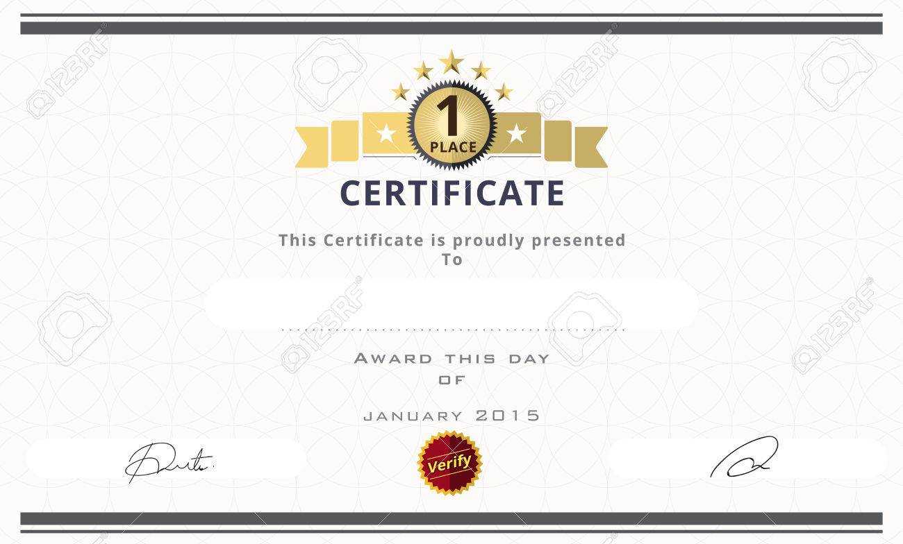 Certificate Template With First Place Concept. Certificate Border.. In First Place Award Certificate Template
