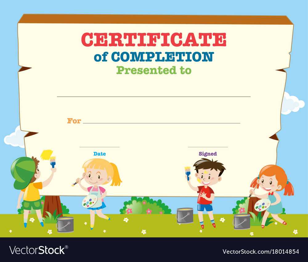 Certificate Template With Happy Children Within Free Kids Certificate Templates