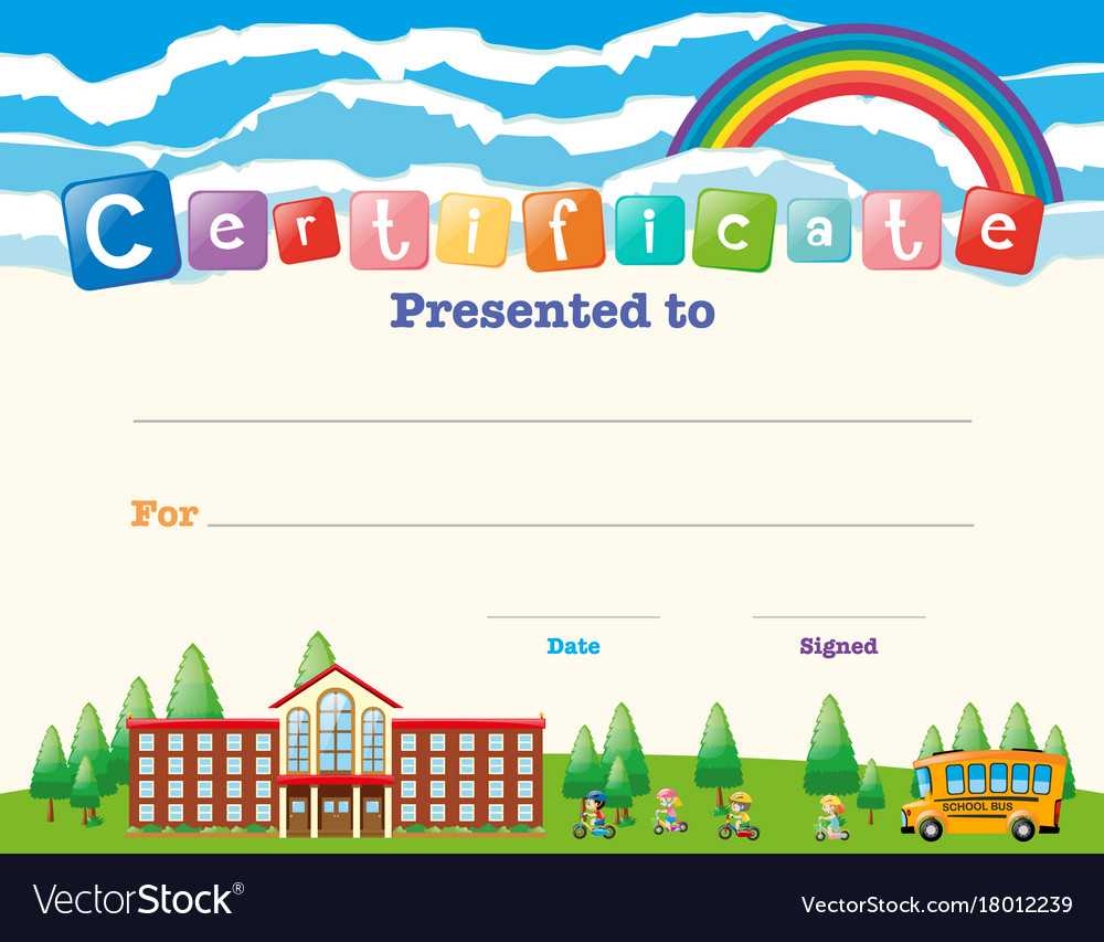 Certificate Template With Kids At School Inside Certificate Templates For School