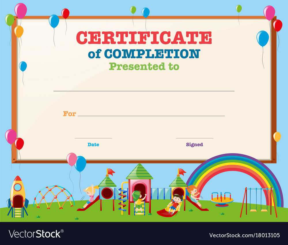 Certificate Template With Kids In Playground Inside Free Printable Certificate Templates For Kids