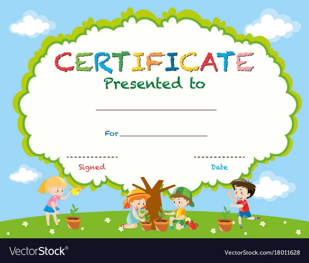 Certificate Template With Kids Planting Trees In Free Kids Certificate Templates