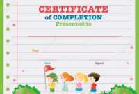 Certificate Template With Kids Walking In The Park Illustration within Walking Certificate Templates