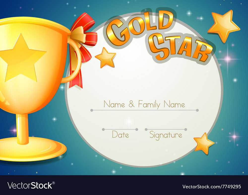 Certificate Template With Trophy And Stars Pertaining To Star Of The Week Certificate Template
