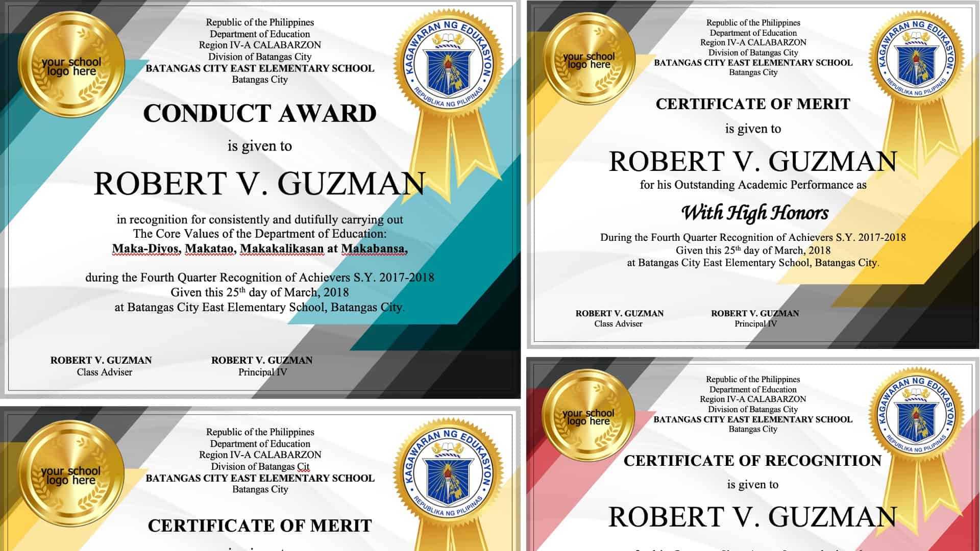 Certificates – Deped Tambayan Inside School Certificate Templates Free