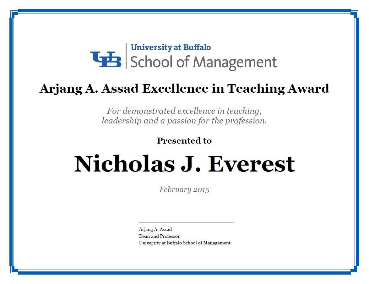 Certificates – School Of Management – University At Buffalo Within Classroom Certificates Templates