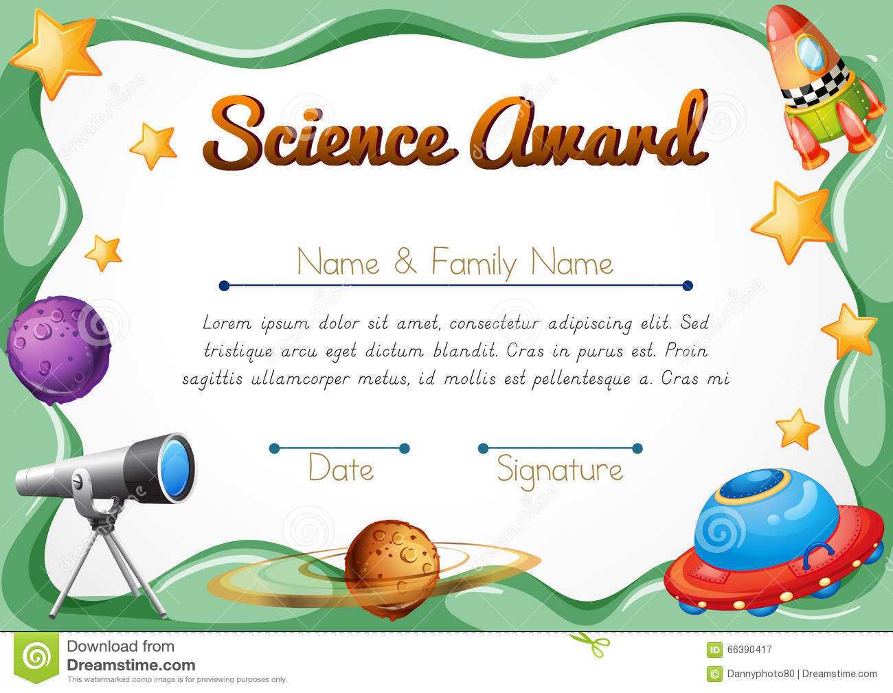 Certification Template For Science Award Stock Vector With Regard To Walking Certificate Templates