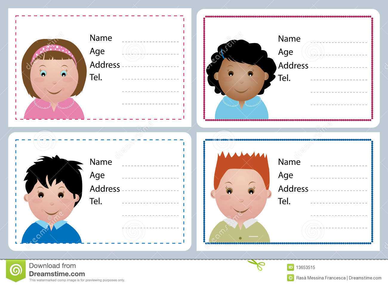 Child Cards – Falep.midnightpig.co Within Id Card Template For Kids