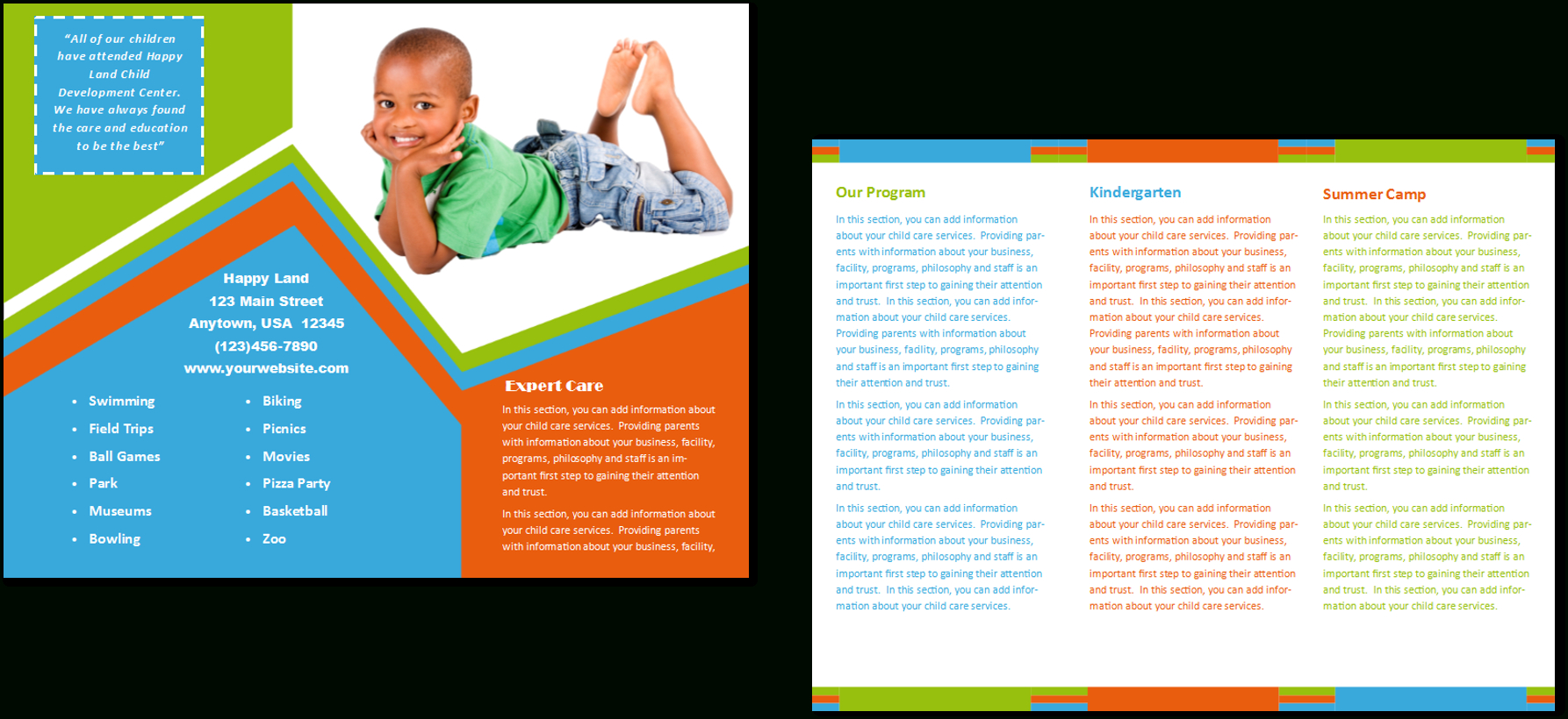Child Care Brochure – Calep.midnightpig.co For Daycare Brochure Template