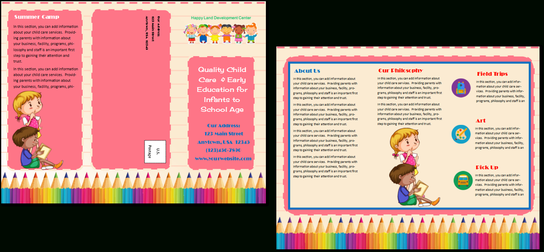 Child Care Brochure Template 11 Intended For Daycare Brochure Template