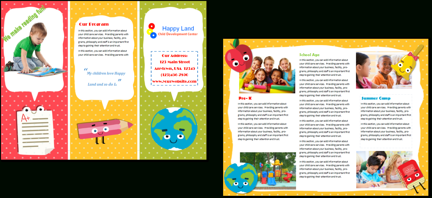 Child Care Brochure Template 22 Throughout Daycare Brochure Template