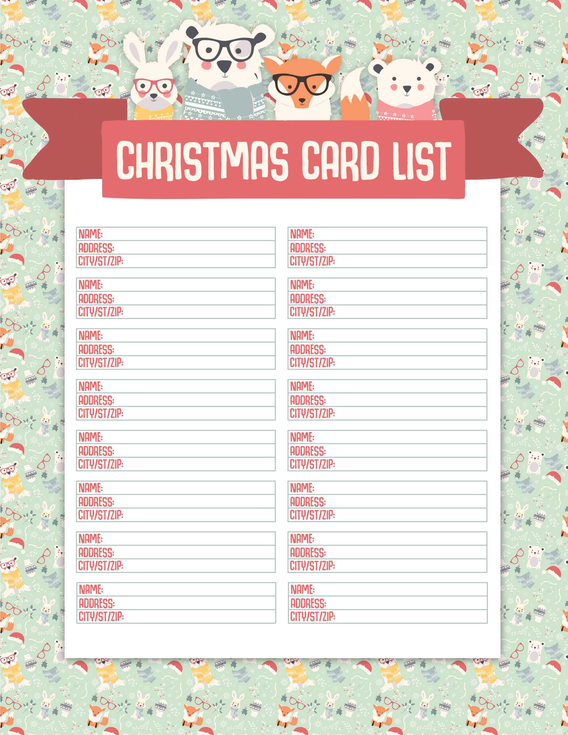 Christmas Card List Templates – Dalep.midnightpig.co Regarding Christmas Card List Template