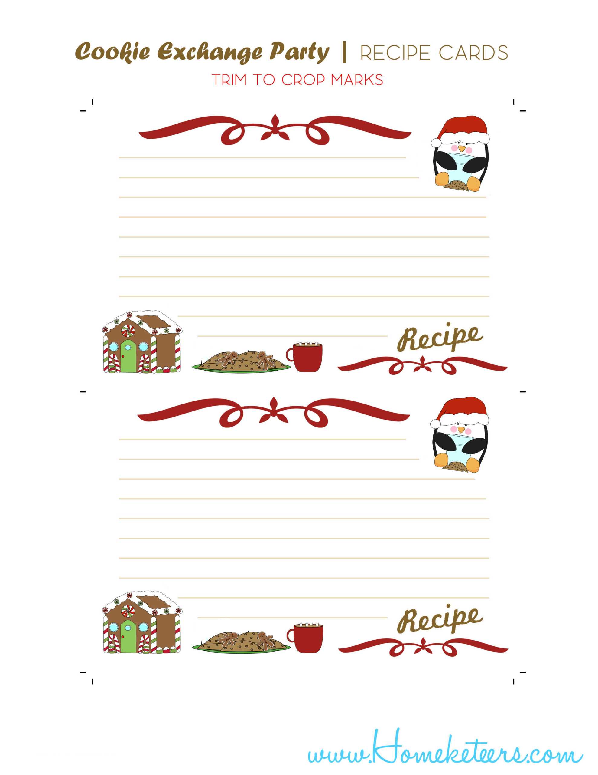 Christmas Cookie Exchange Printables Penguin Theme ~ Free Pertaining To Cookie Exchange Recipe Card Template