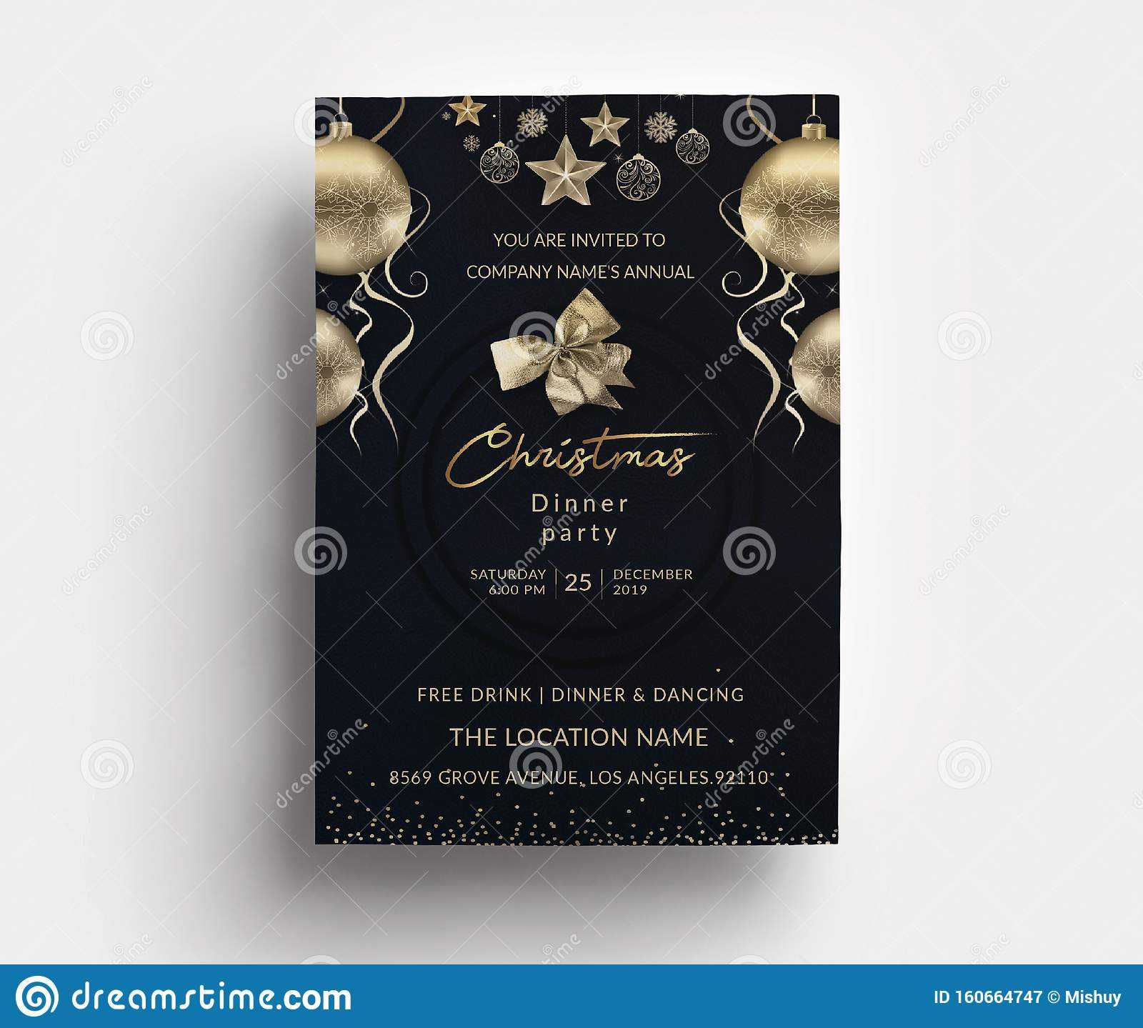 Christmas Dinner Party Invitation Card Template Stock Vector In 4X6 Photo Card Template Free