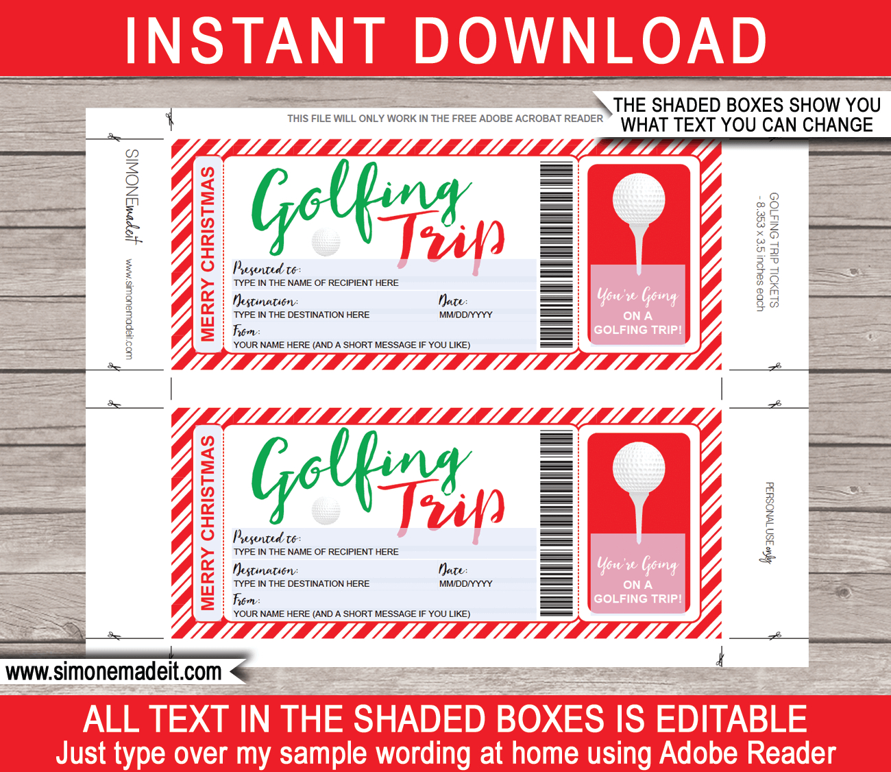 Christmas Golfing Trip Tickets Intended For Golf Certificate Template Free