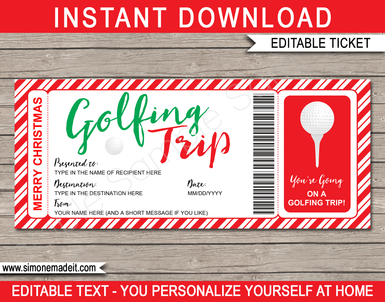 Christmas Golfing Trip Tickets With Regard To Golf Gift Certificate Template