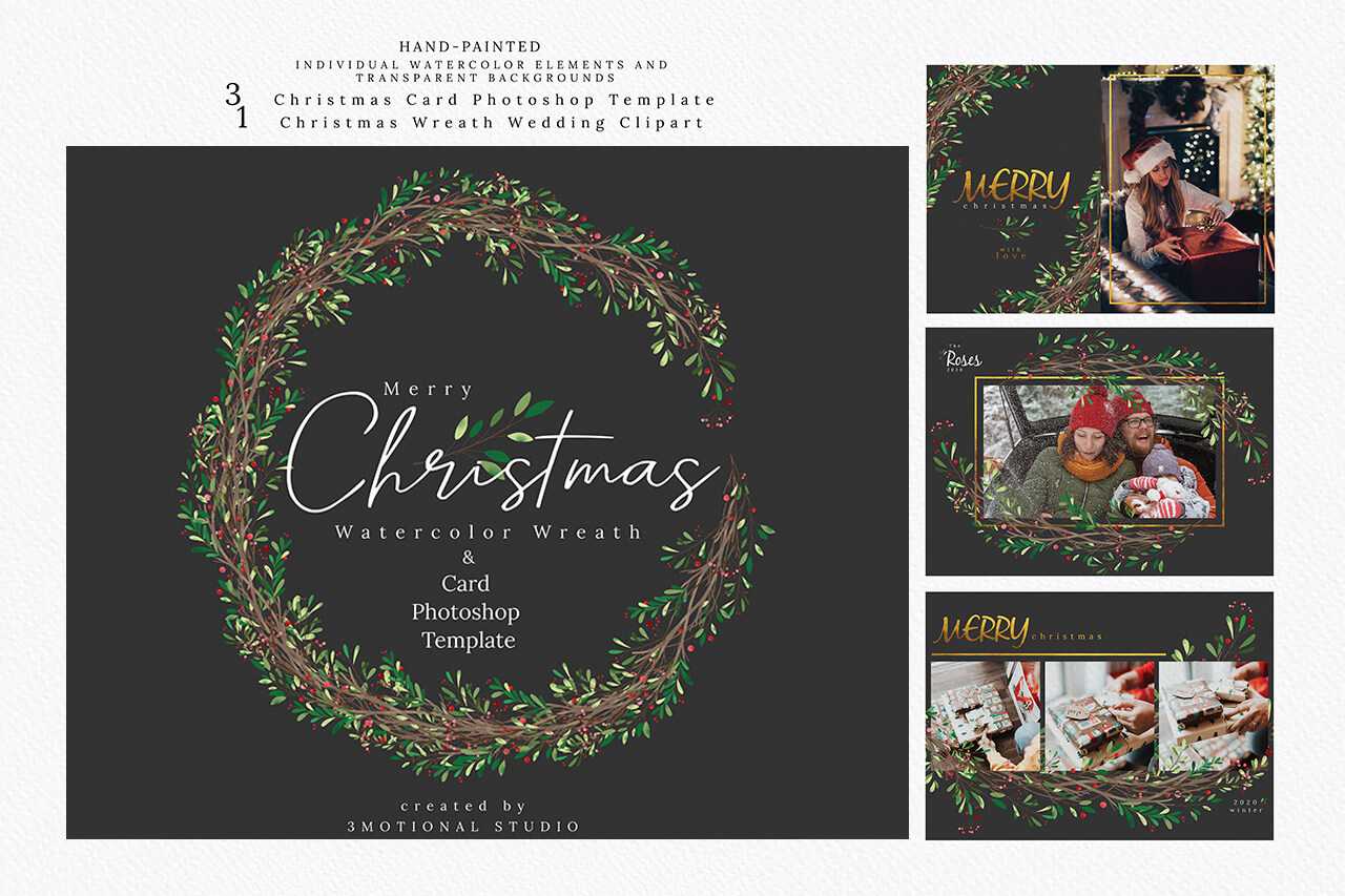 Christmas Photo Card Template – 3Motional With Christmas Photo Card Templates Photoshop