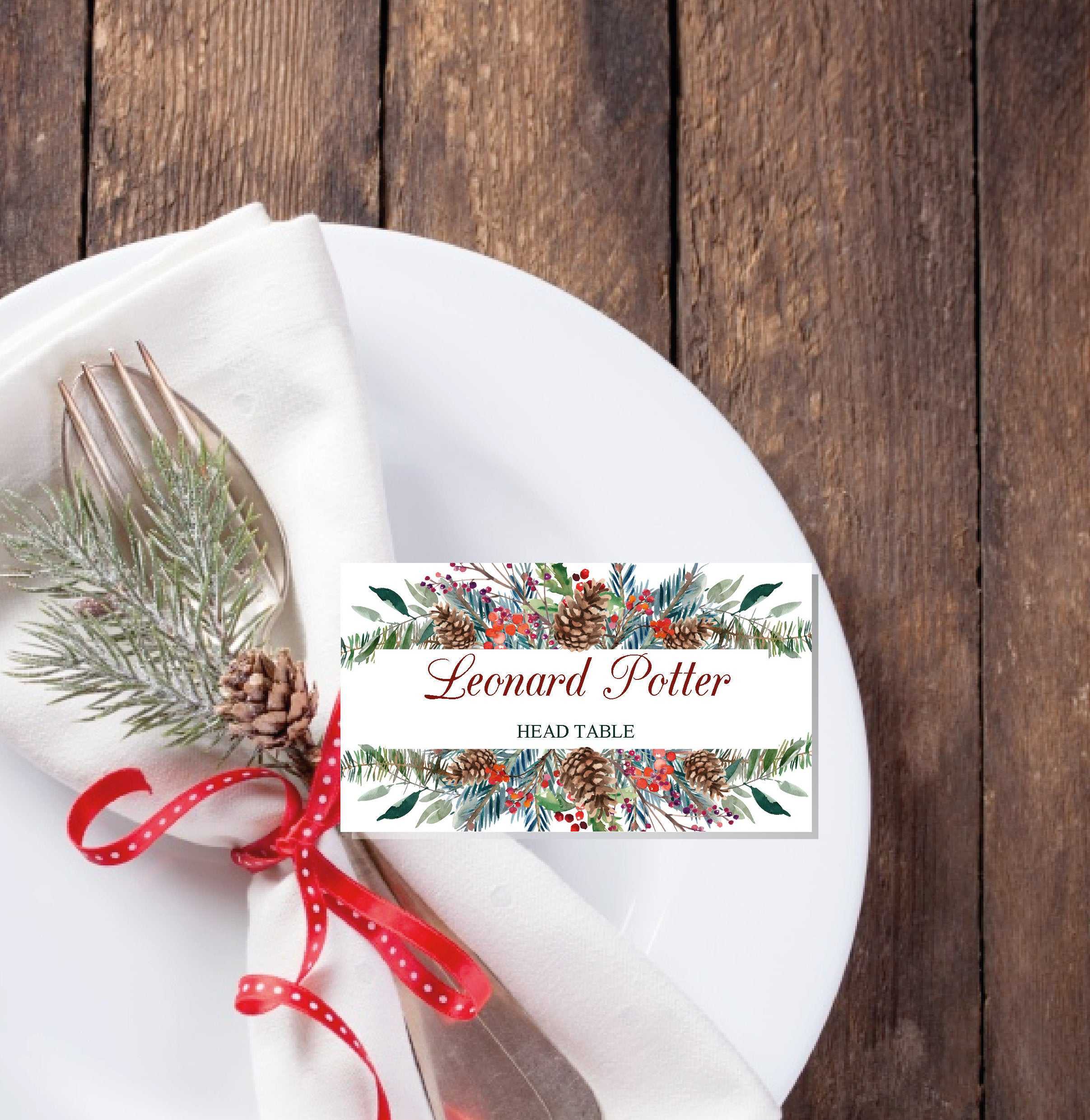 Christmas Place Cards Printable Template, Editable Names Throughout Christmas Table Place Cards Template