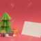 Christmas Season Paper Cut Design: 3D Handmade Xmas Pine Tree, Gift Boxes  And Empty Greeting Card Template With Clipping Path. Ideal For Holiday Intended For 3D Christmas Tree Card Template