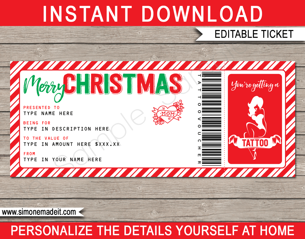 Christmas Tattoo Gift Vouchers With Regard To Tattoo Gift Certificate Template