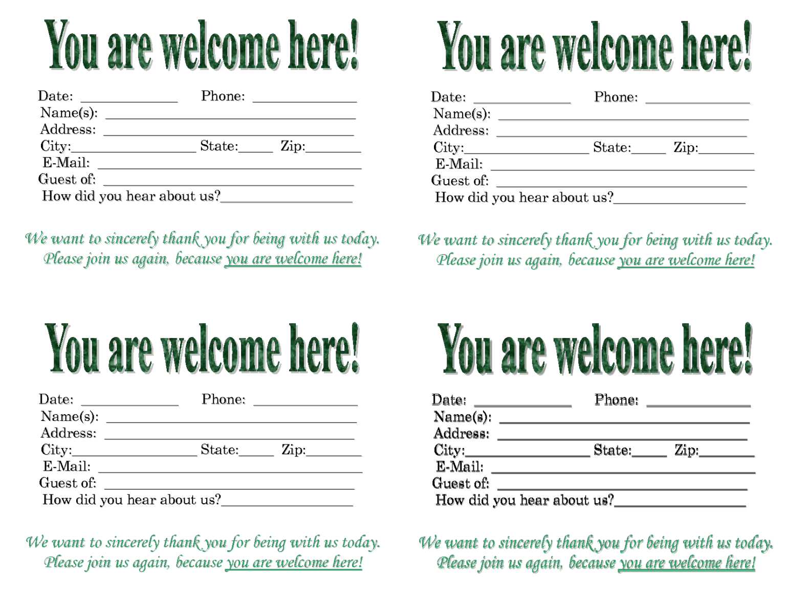 Church Visitor Card Template Business Professional Templates