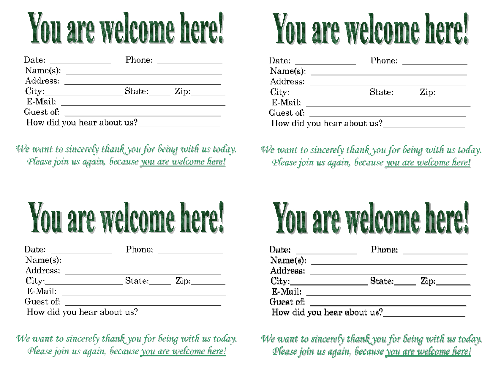 Church Quotes For Welcoming Guests. Quotesgram Inside Church Visitor Card Template
