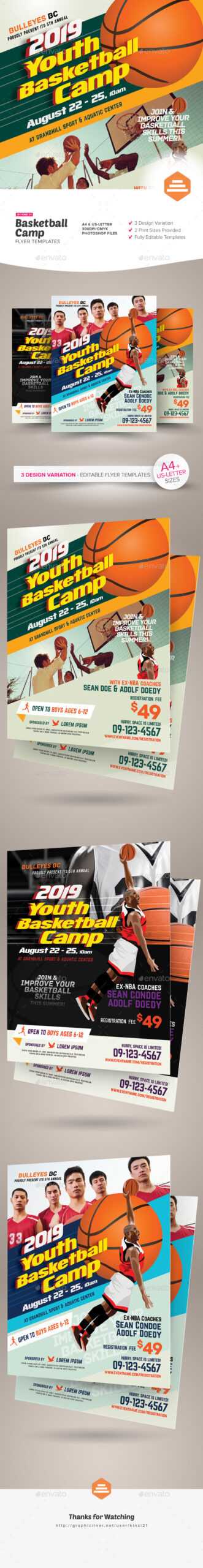 Clinic Graphics, Designs & Templates From Graphicriver With Basketball Camp Brochure Template